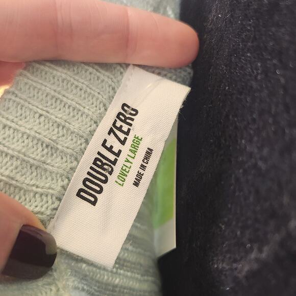 DOUBLE Zero Blue Knit Tank with Ruffle, Size Large - Picture 9 of 9